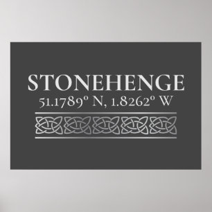 Affiche Stonehenge Latitude Longitude foncé