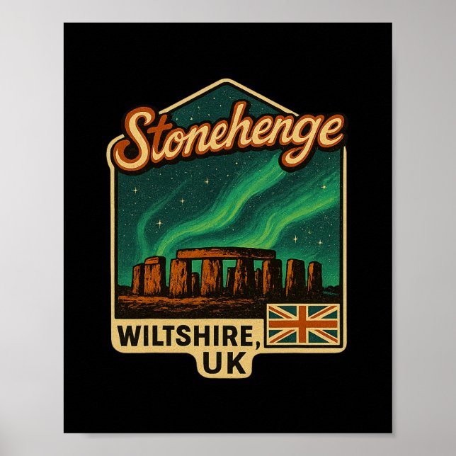 Affiche Stonehenge Wiltshire Royaume-Uni Aurore Boréale So (Devant)