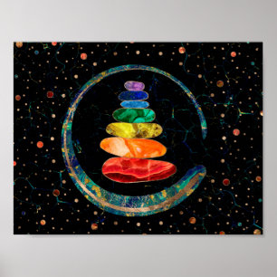 Affiche Stones Zen Chakras et cercle Enso