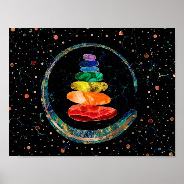 Affiche Stones Zen Chakras et cercle Enso (Devant)