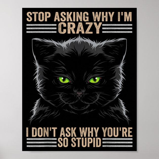 Affiche Stop Asking Why Im Crazy Cat  (Devant)