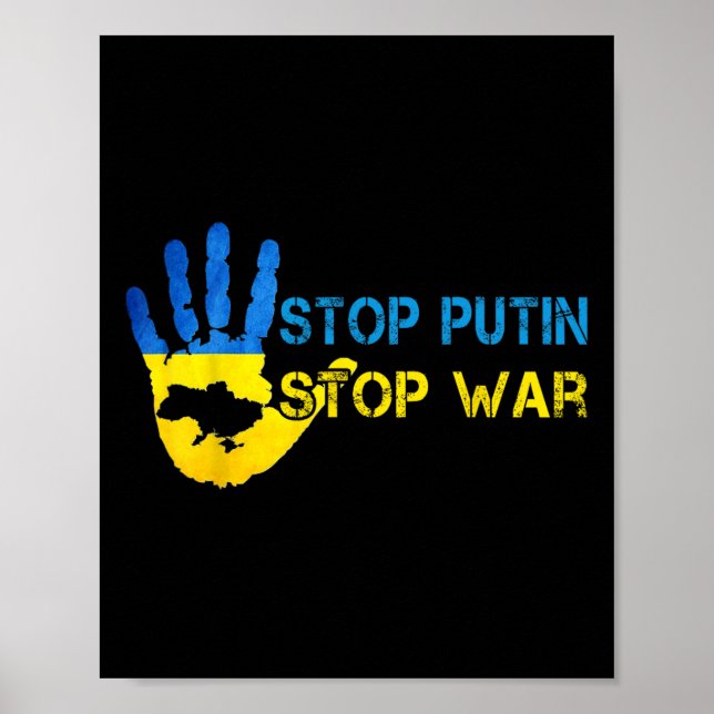 Affiche Stop Putin Stop War Support Ukraine I Stand With U (Devant)