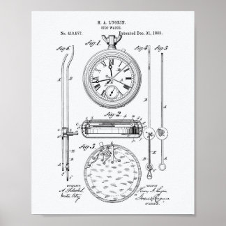 Affiche Stop Watch 1889 Patent Art Livre blanc