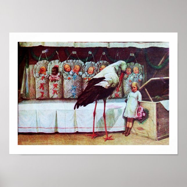 Affiche STORK BABY SHOWER Nouveau bébé (Devant)