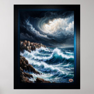 Affiche Storm By A Mediterranean Coast AI Art by Xendor7