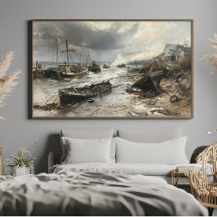Affiche Storm's Wake : Wrecked Fishing Boats Art