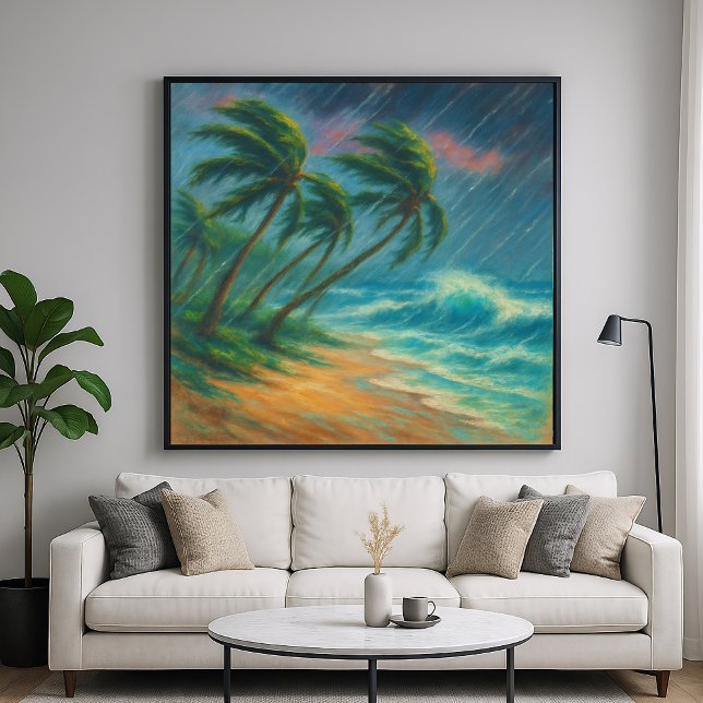 Affiche Stormy Beach - Peinture Pastel Style Paysage Art (Créateur téléchargé)