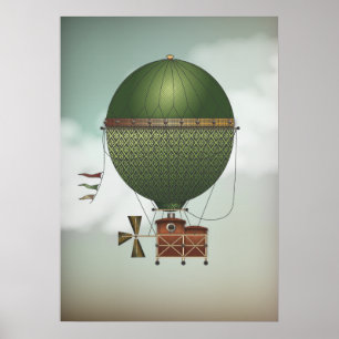 Affiche Stormy Skies Airship Citronnier   Steampunk Travel