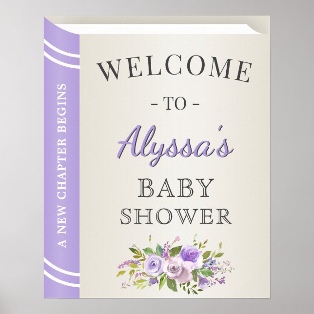 Affiche Storybook Couverture Lavender Fille Baby shower Bi (Devant)