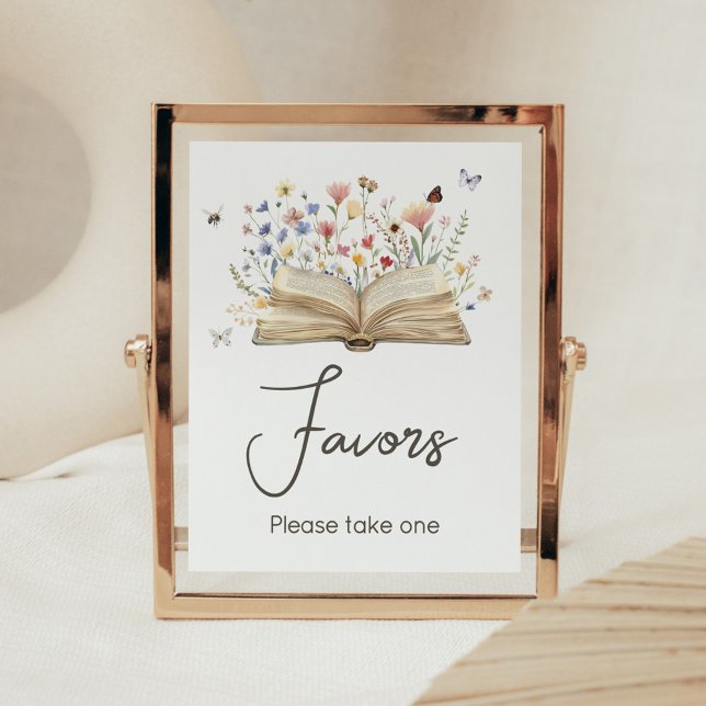 Affiche Storybook Le nouveau chapitre commence les faveurs (New Chapter Begins Storybook Baby Shower Favors Sign)