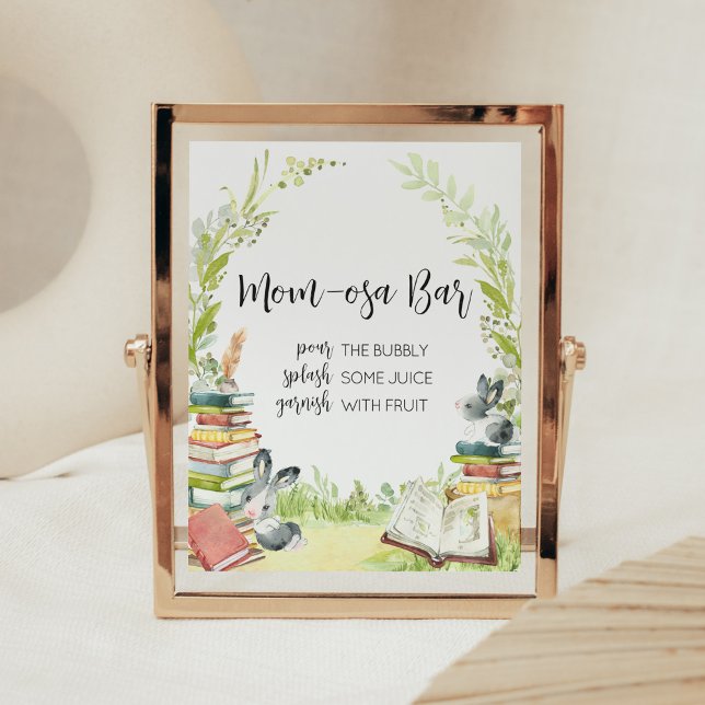 Affiche Storybook New Chapter Baby shower Mom Osa Bar (Vintage Storybook Rabbit Baby Shower Mom Osa Bar Sign)