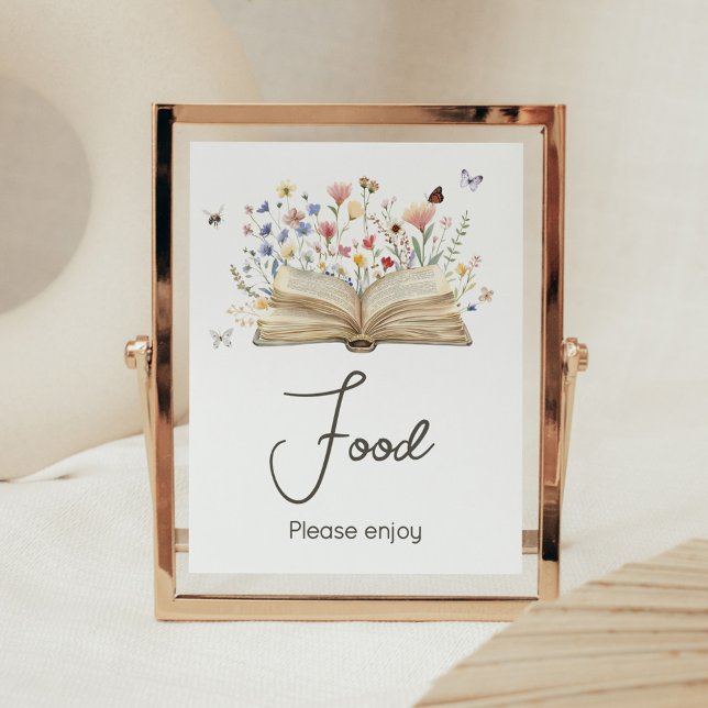 Affiche Storybook Nouveau chapitre commence Baby shower no (New Chapter Begins Storybook Baby Shower Food Sign)