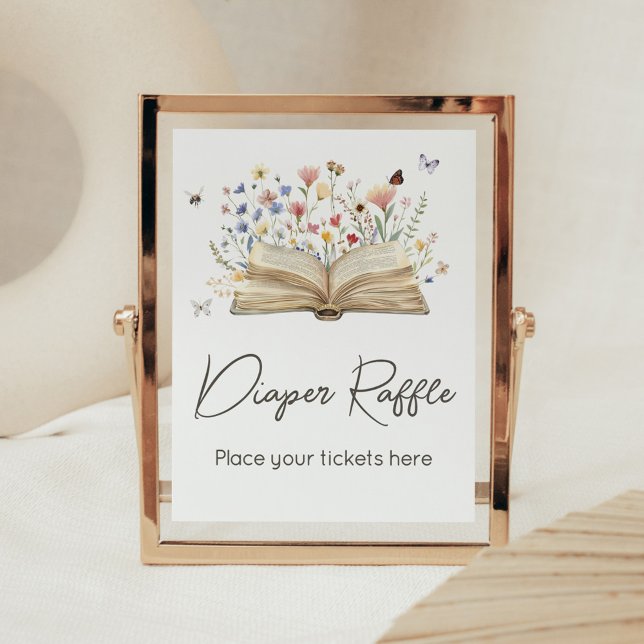 Affiche Storybook Nouveau Chapitre Commence Le Raffle De B (New Chapter Begins Storybook Baby Shower Diaper Raffle Sign)