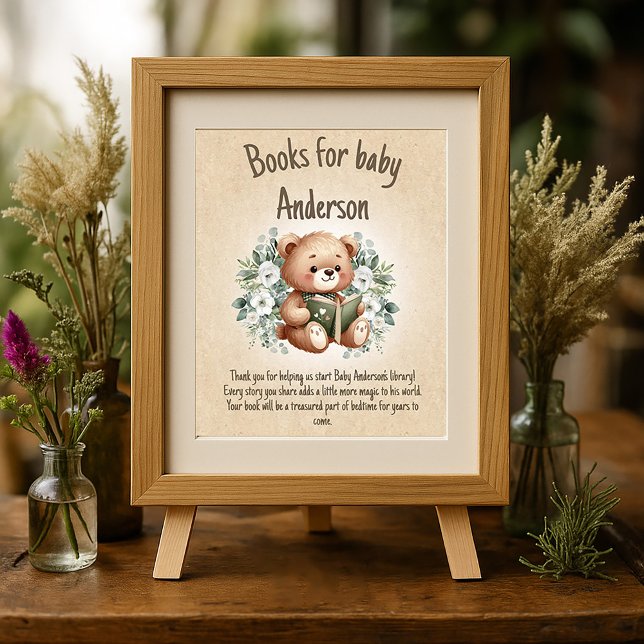 Affiche Storybook Teddy Bear Livres Vintages Baby (Books for baby thank you poster (only))