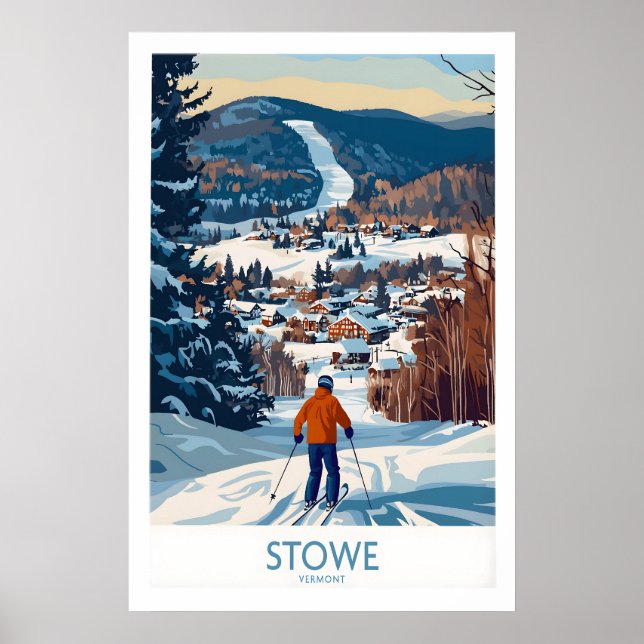 Affiche Stowe Vermont Station de Ski Art 1 (Devant)