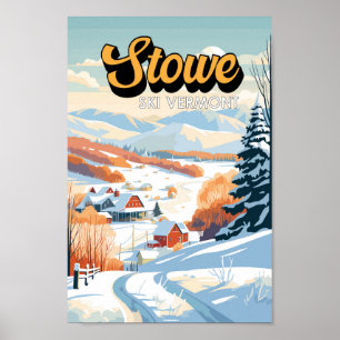 Affiche Stowe Vermont Vintage hiver
