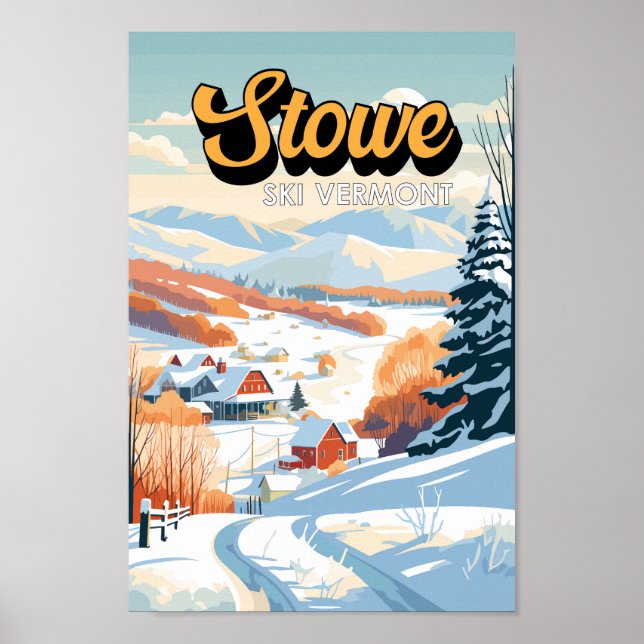 Affiche Stowe Vermont Vintage hiver (Devant)