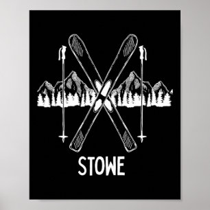 Affiche Stowe Vermont Vt Rétro Vacances Ski Snowboardin