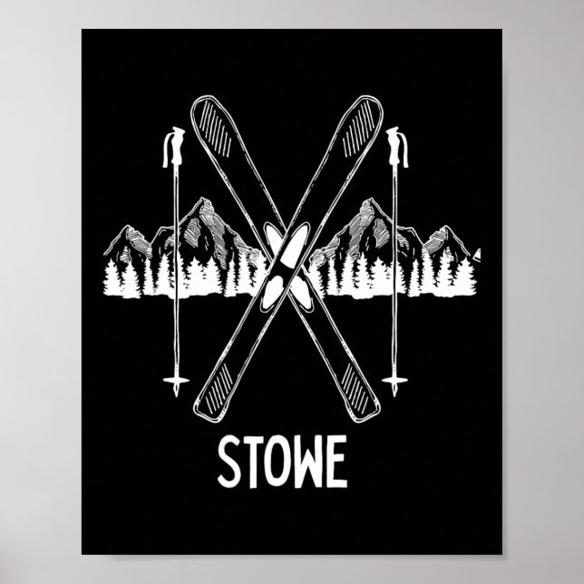 Affiche Stowe Vermont Vt Rétro Vacances Ski Snowboardin (Devant)