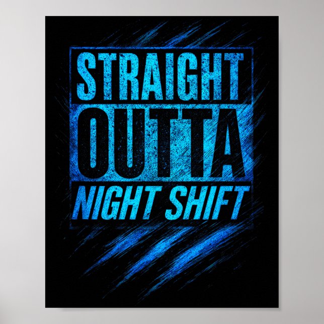 Affiche Straight Outta Night Shift - Funny Owl Workers  (Devant)
