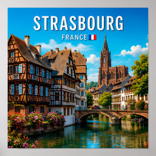 Affiche Strasbourg France Conte de Fées Canal Beauté