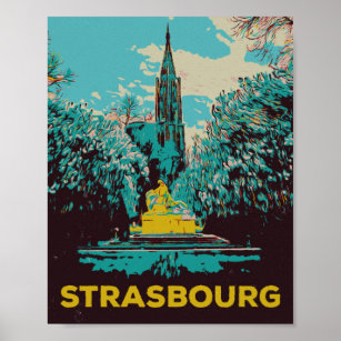 Affiche Strasbourg France, Illustration de la cathédrale