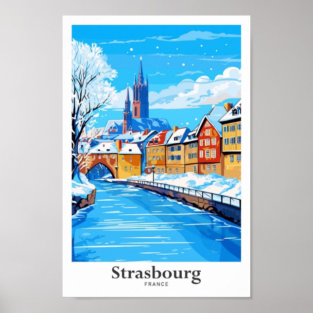 Affiche Strasbourg France Illustration Vintage Voyage (Devant)