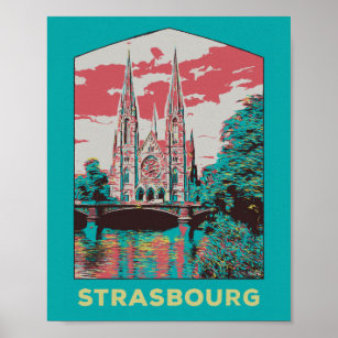 Affiche Strasbourg France, St Paul Church illustration