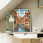 Affiche Strasbourg France Travel Art Vintage<br><div class="desc">Strasbourg design de voyage vectoriel rétro. Strasbourg est la capitale de la région du Grand Est,  anciennement Alsace,  dans le nord-est de la France.</div>