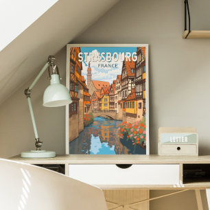 Affiche Strasbourg France Travel Art Vintage
