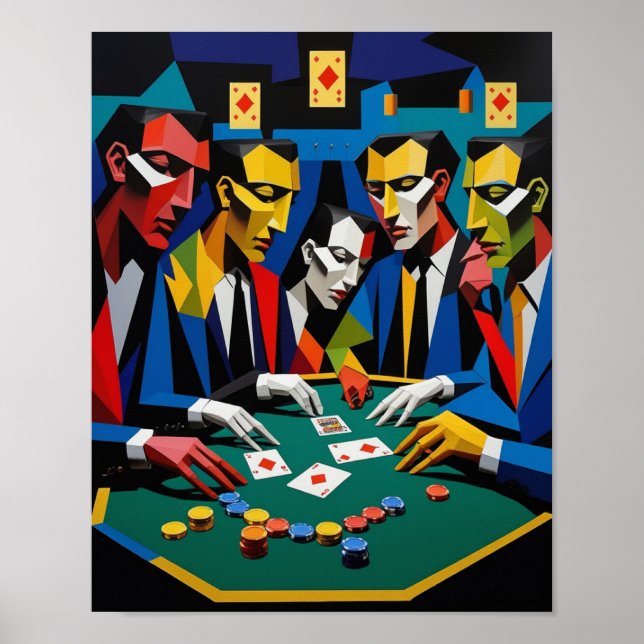 Affiche Stratégie de poker Art géométrique Abstrait (Devant)