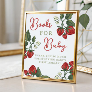 Affiche Strawberry Baby Shower Books For Baby Sign