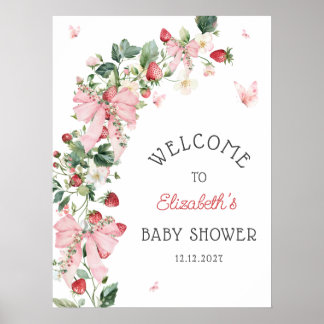 Affiche Strawberry Baby Shower Welcome 