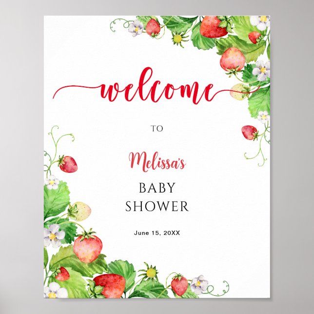 Affiche Strawberry Baby Shower Welcome  (Devant)