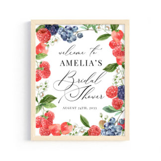 Affiche Strawberry Berry Bridal Shower Welcome Sign