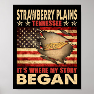 Affiche Strawberry Plains Tennessee États-Unis Drapeau 14