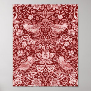 Affiche Strawberry Thief Maroon, William Morris