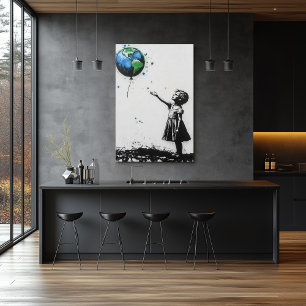 Affiche Street Art Environnemental Graffiti en Vert & Bleu