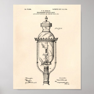 Affiche Street Light 1904 Brevet Art Vieux Poivre