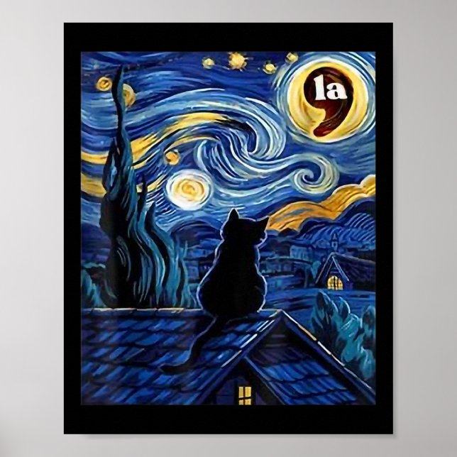 Affiche Stress Night Black Cat Comma La Kamala Harris (Devant)