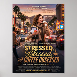 Affiche stressé bénie et obsédé du café