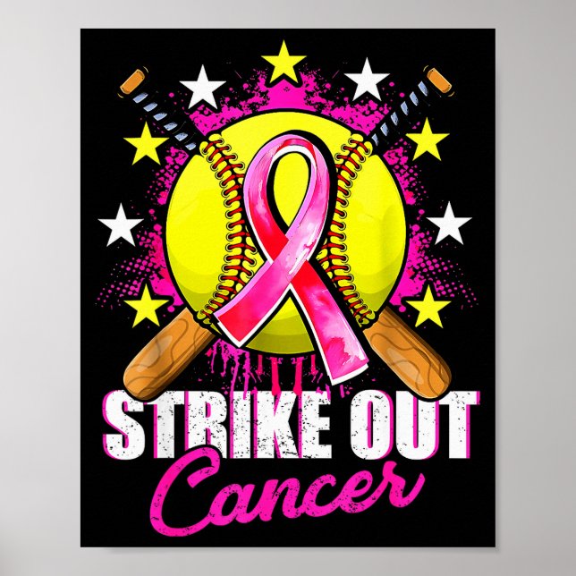 Affiche Strike Out Breast Cancer Warrior Softball Nk Ribbo (Devant)