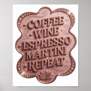 Affiche Striking Gold CAFE VIN MARTINI EXPRESSO REPEAT