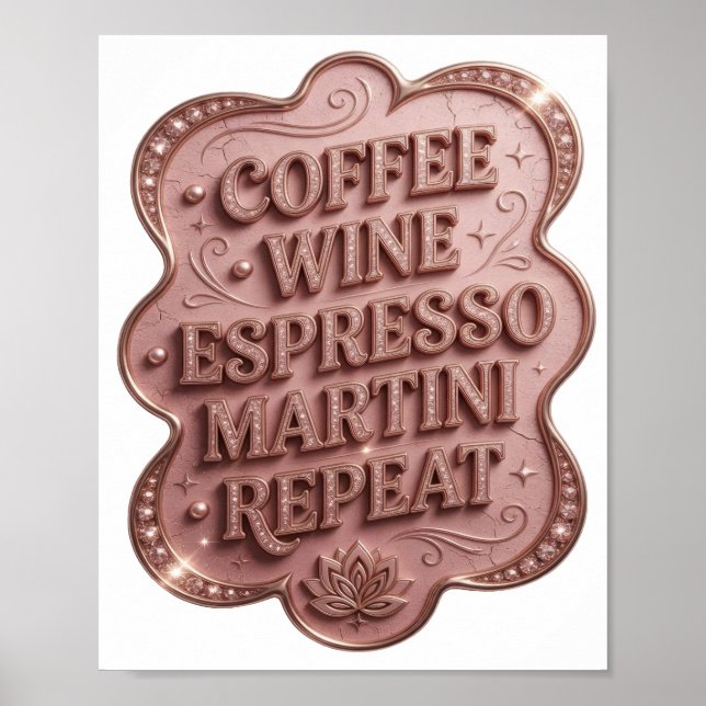 Affiche Striking Gold CAFE VIN MARTINI EXPRESSO REPEAT (Devant)