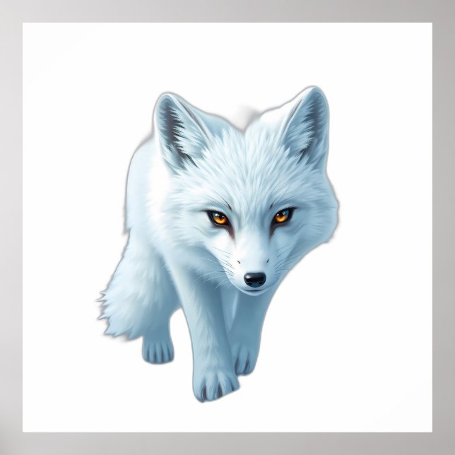 Affiche Striking White Arctic Fox with Intense Gaze (Devant)