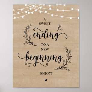 Affiche String Lights, Brown Wood, Wedding Party Dessert