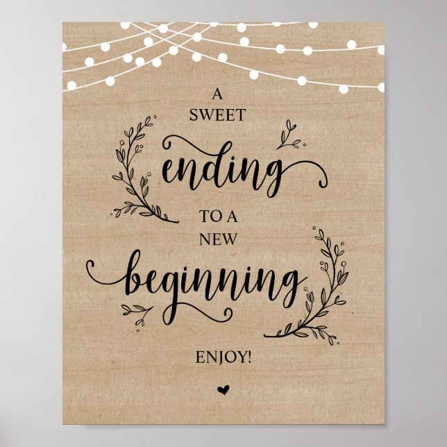Affiche String Lights, Brown Wood, Wedding Party Dessert (Devant)