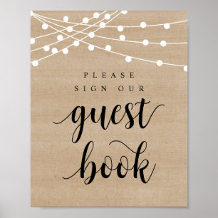 Affiche String Lights, Mariage Signer Notre Invité Livre P