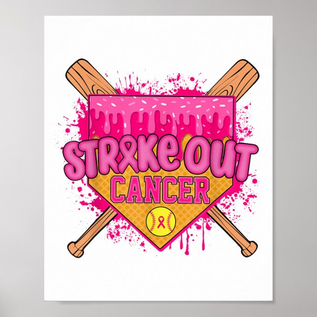 Affiche Striout Breast Cancer Guerrier Softball Drip Hom (Devant)