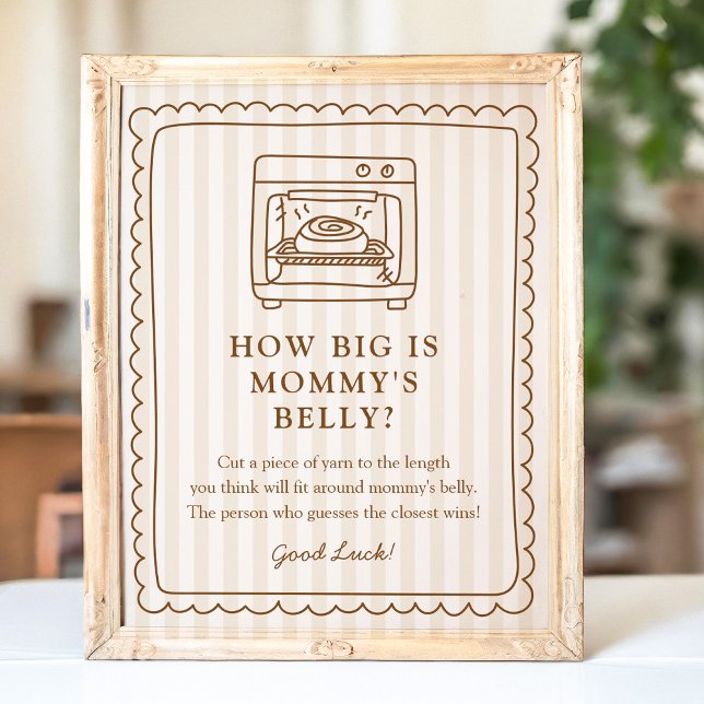 Affiche Stripe Bun in the Oven Baby Shower Belly Sign (Créateur téléchargé)